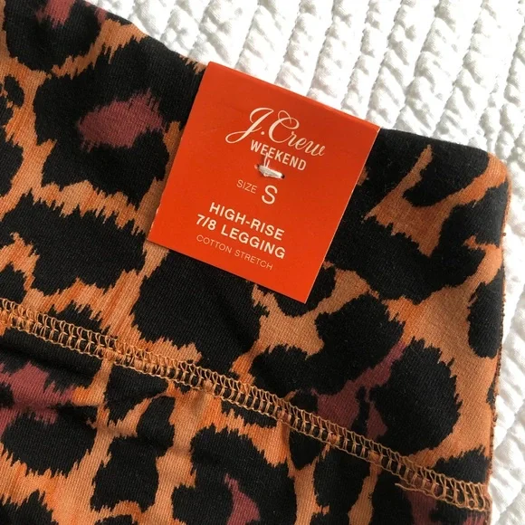 New J. CREW Weekend High-Rise Leopard Legging 7/8 Brown Orange Black AS045 Sz S - Picture 9 of 13